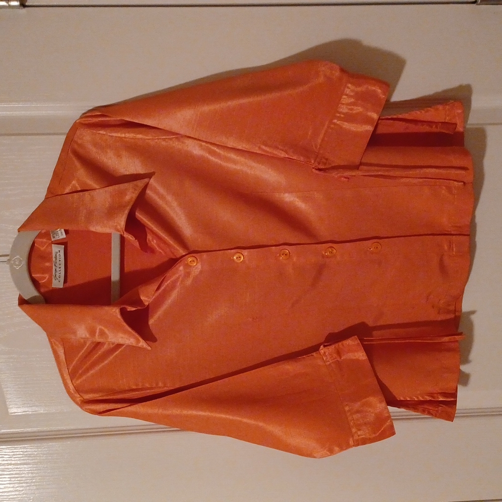Giorgio  Fiorlini 3/4 Length Sleeve Button Down Blouse Orange Size Large